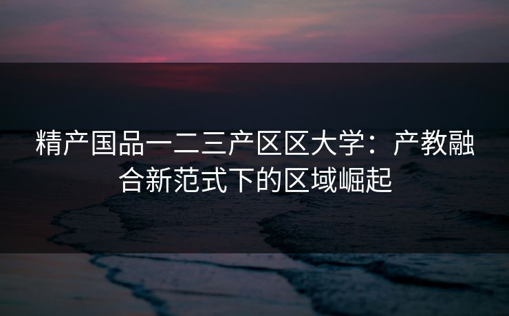 精产国品一二三产区区大学：产教融合新范式下的区域崛起