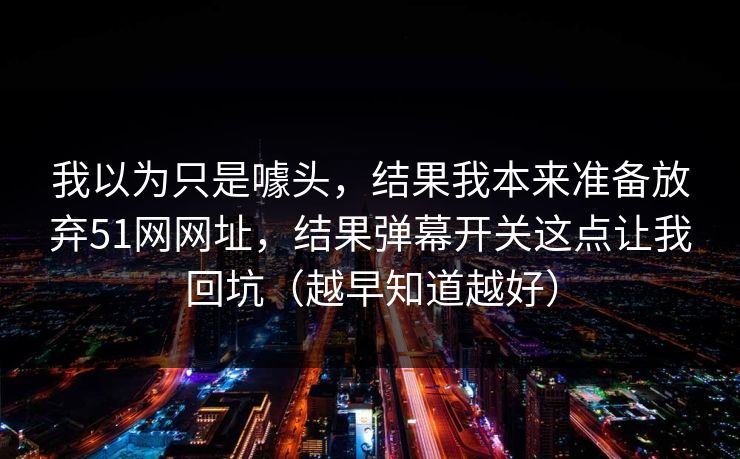 我以为只是噱头,结果我本来准备放弃51网网址,结果弹幕开关这点让我回坑(越早知道越好)