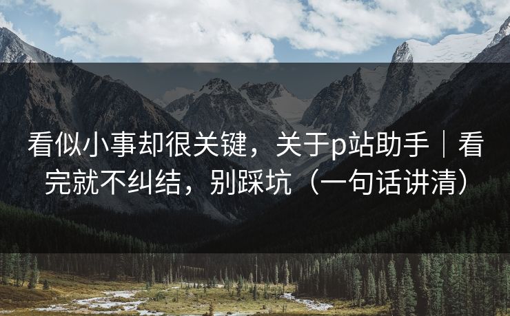 看似小事却很关键,关于p站助手|看完就不纠结,别踩坑(一句话讲清)